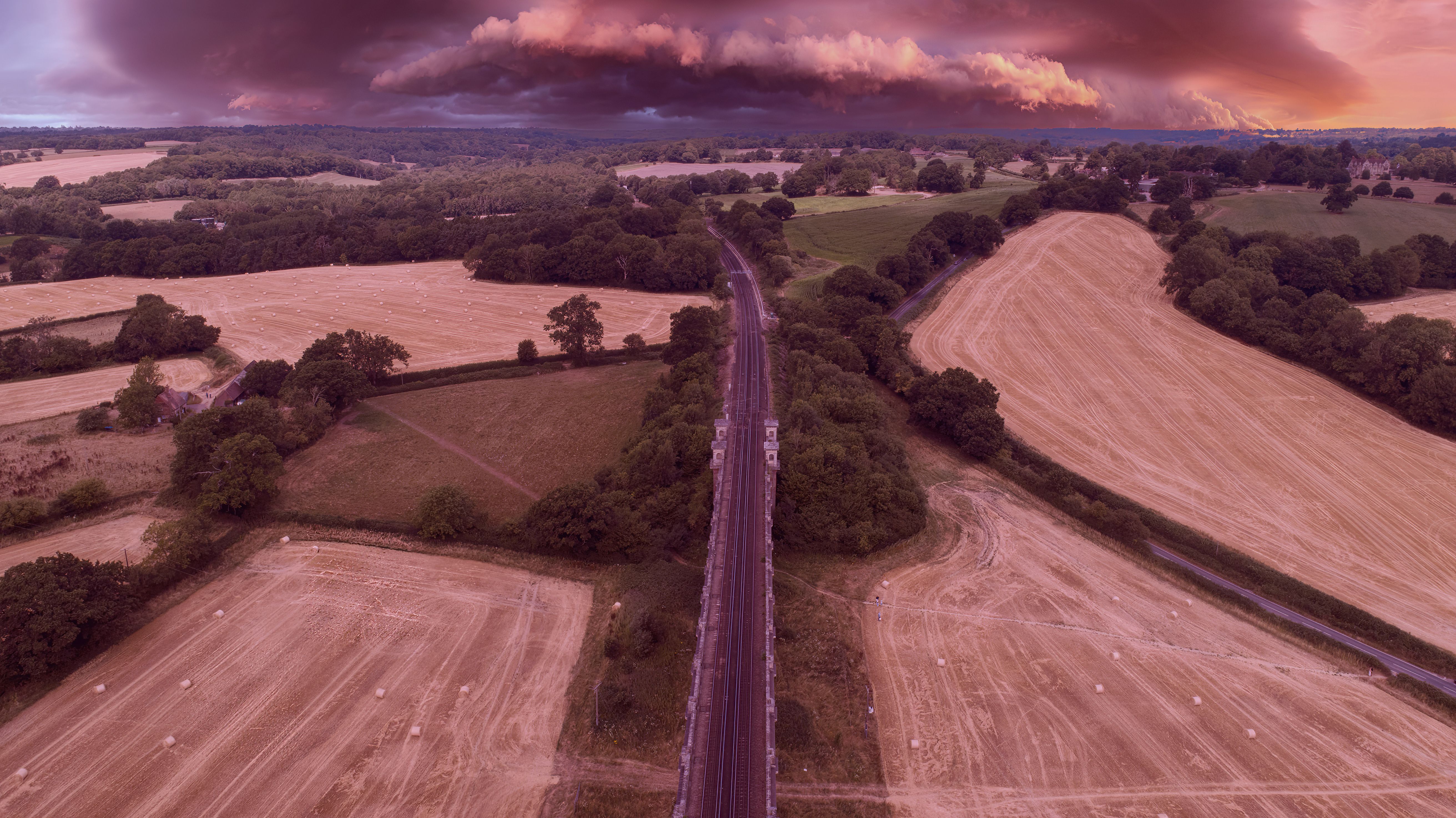 A stunning aerial view capturing the tranquil countryside near Brighton, England.
