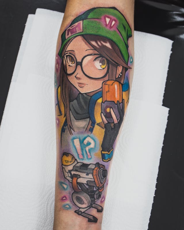 Vibrant anime style tattoo