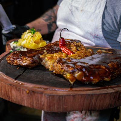 Slow-smoked BBQ ribs at Taste of Soul Restaurant