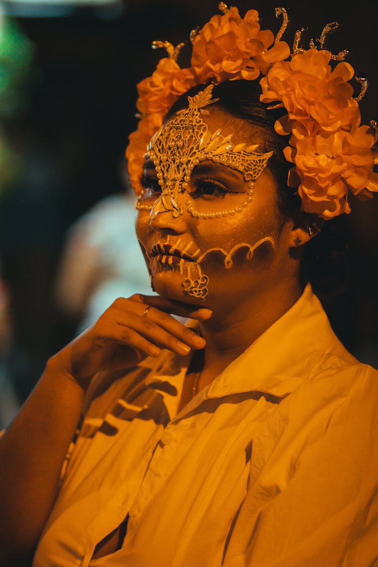 Woman Face With Makeup For Festival