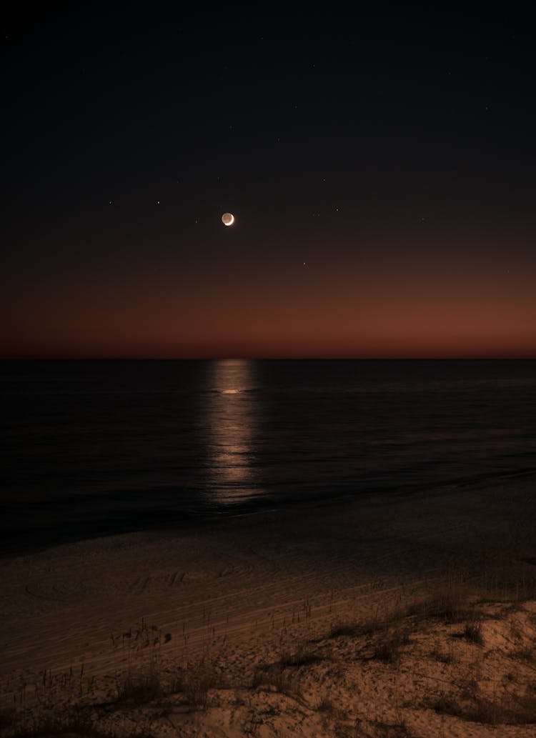 Ocean View During Night Time