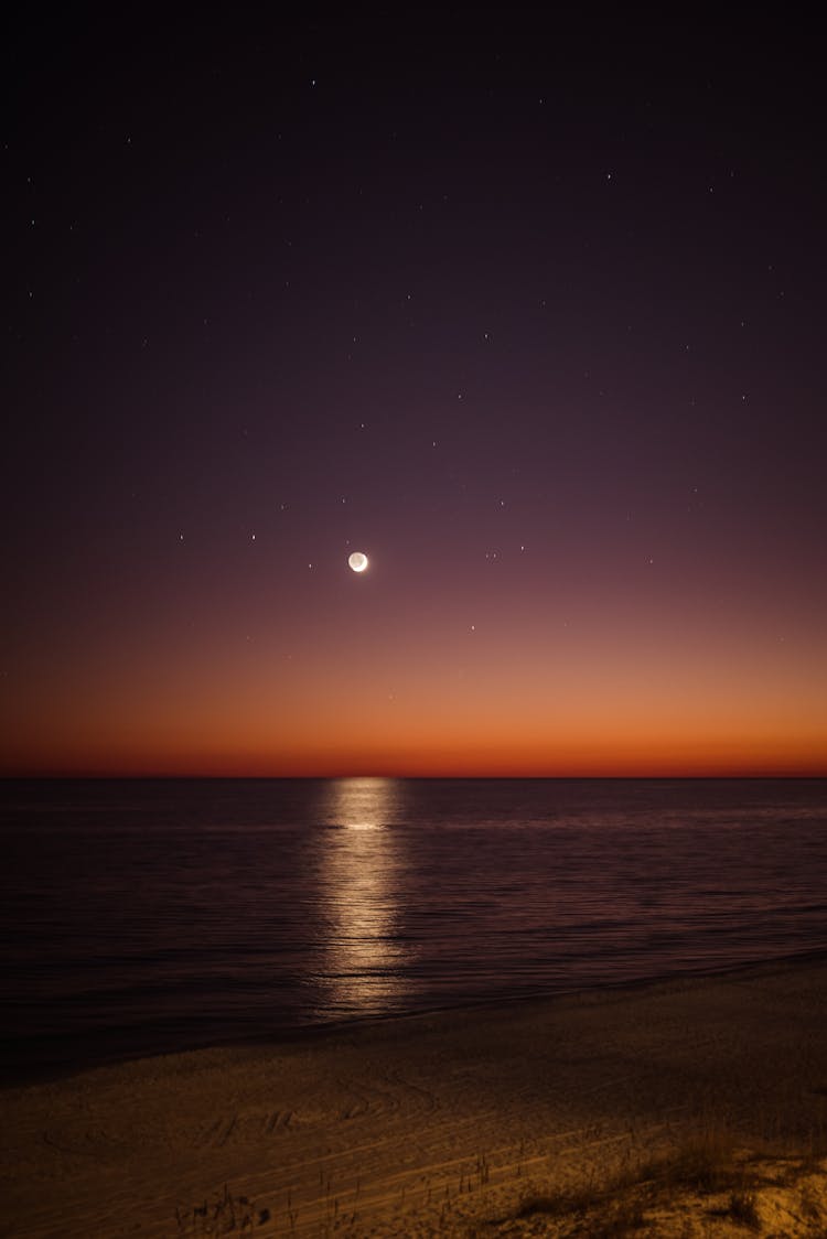 Ocean View During Night Time