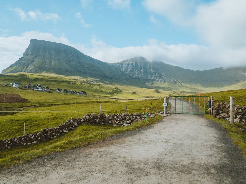 Gate on Footpath Leading to Mountains