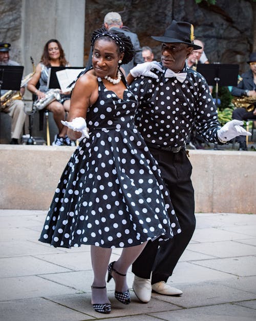 Man and Woman Wearing Polka Dot Clothes