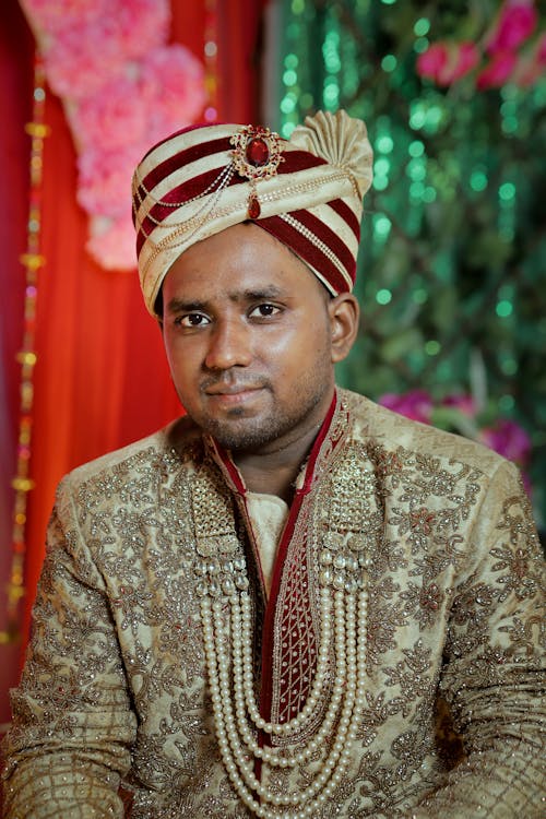 Close-Up Shot of a Man in Traditional Clothing