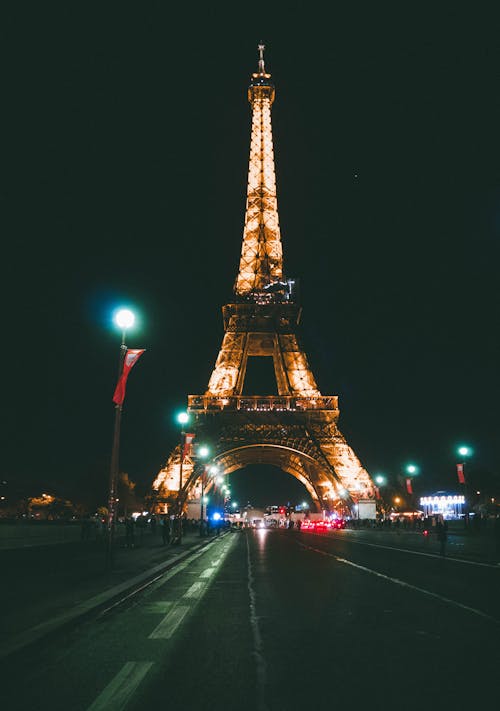 Eiffel Tower during Nighttime in Paris, France
