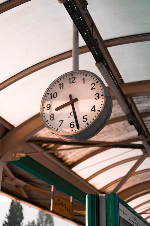 Close-up of a Clock on a Bus Stop