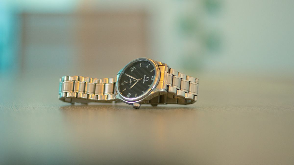 Close-up of a dress Omega wristwatch