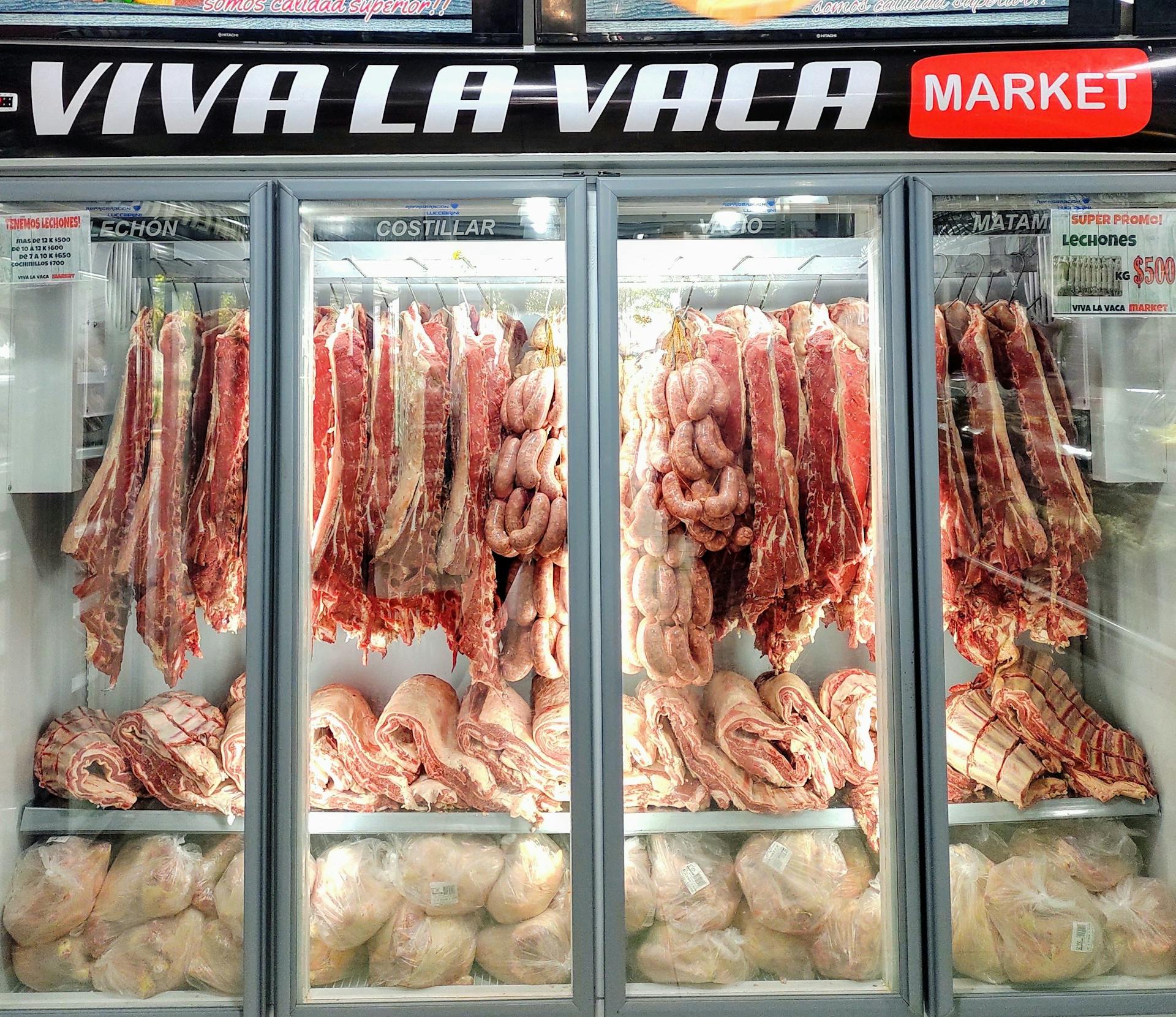 Raw Meat in Upright Chiller