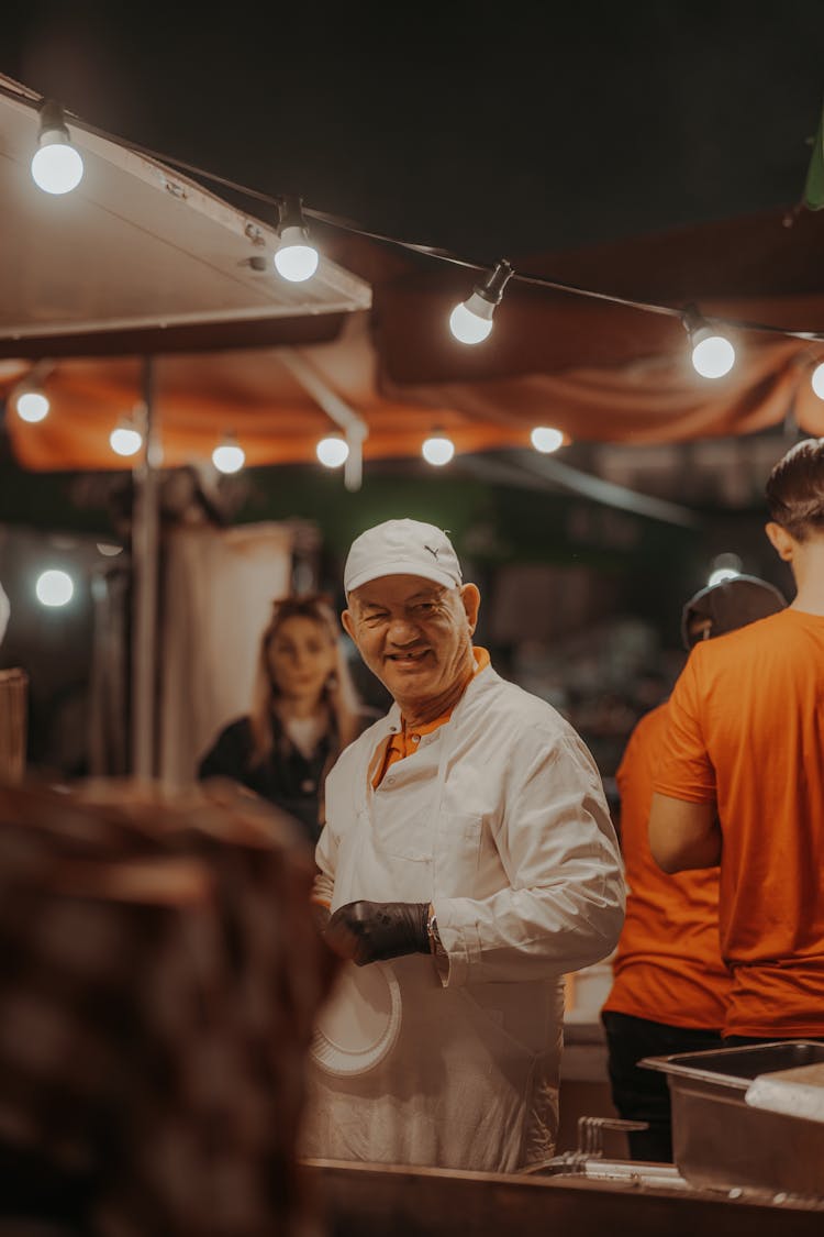 A Man In White Chef Jacket