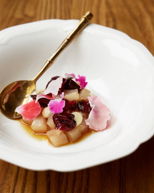 Food on White Ceramic Bowl