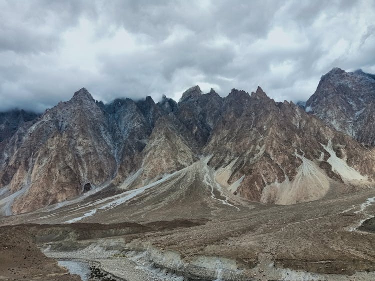 Gilgit Baltistan Mountains Under Cloudy Sky