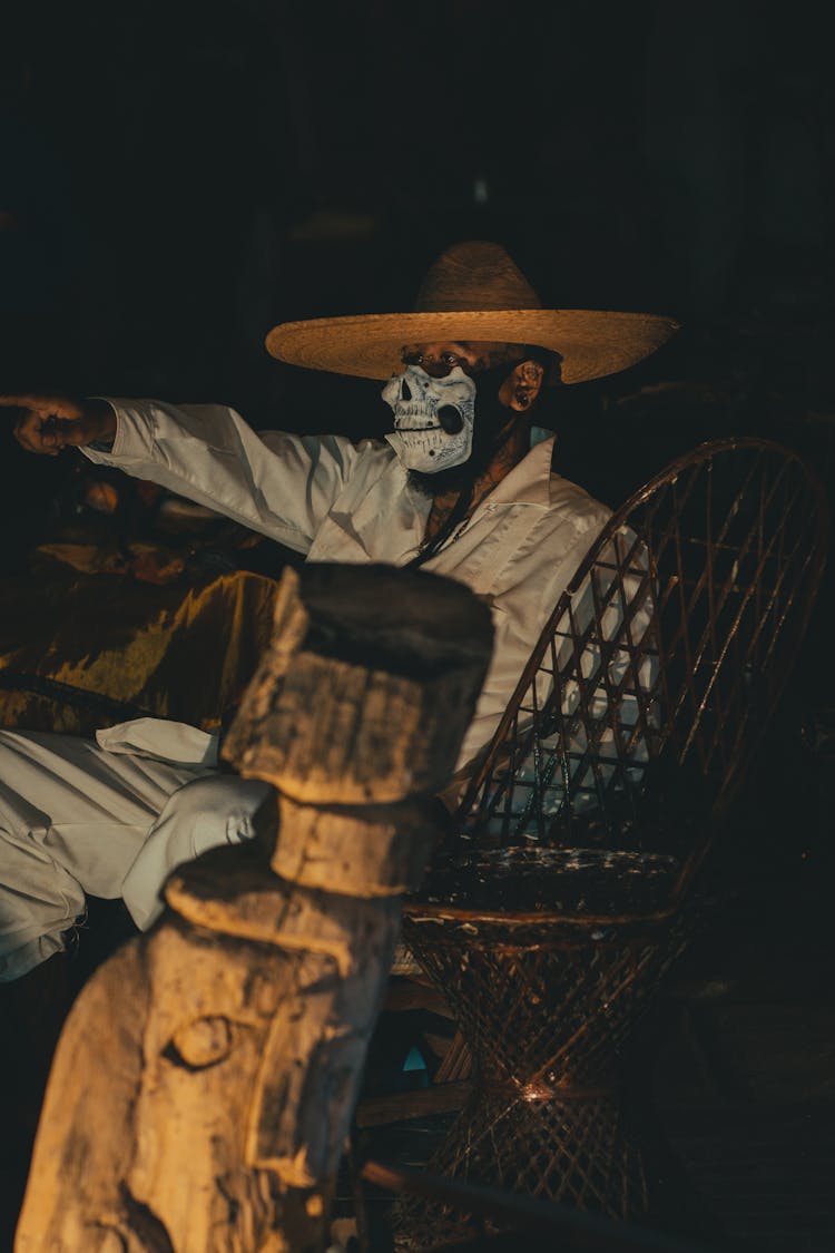 A Man Wearing Skull Mask