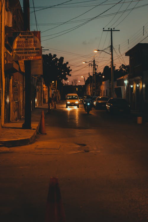 Sunset over Street in Town