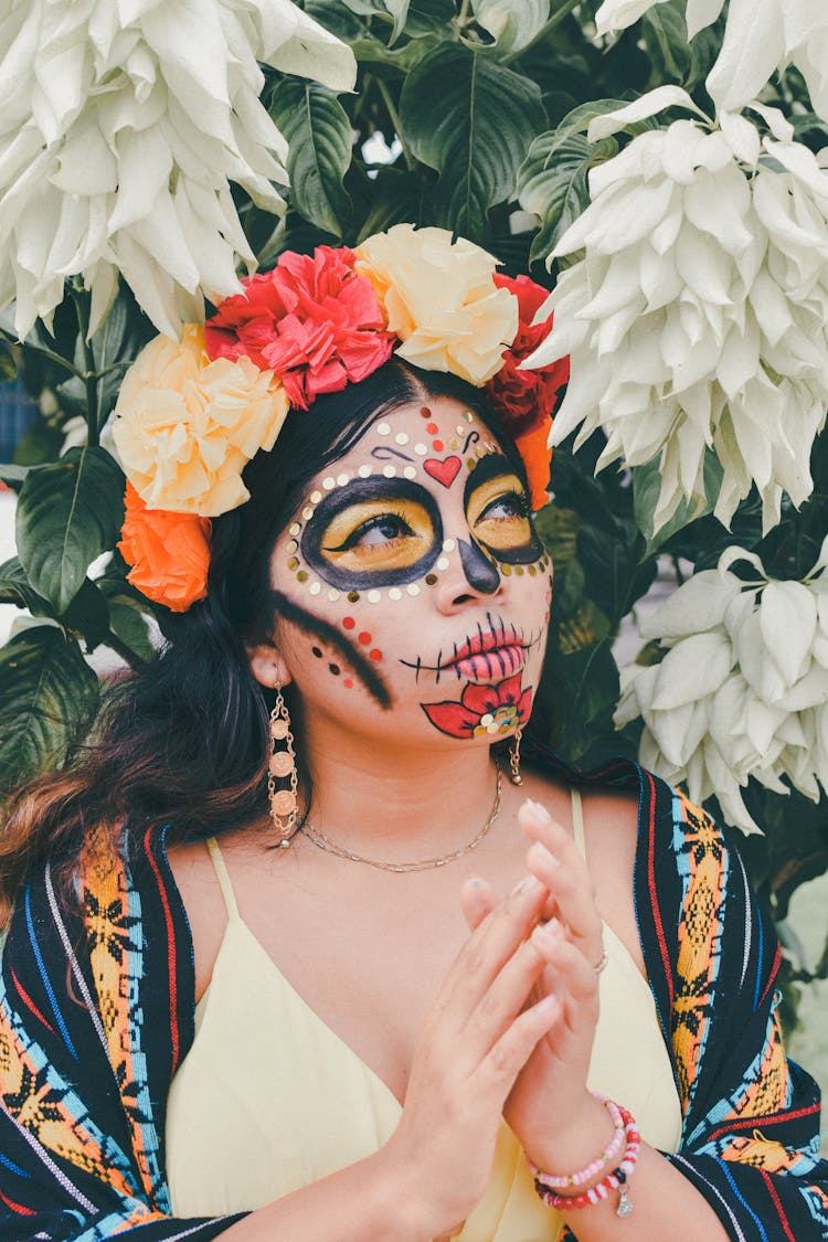 Woman With Face Makeup For Festival