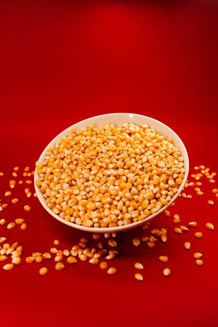 Corn Kernels On White Bowl