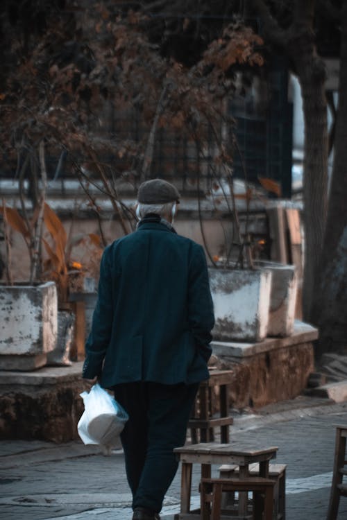 Man in Coat Walking