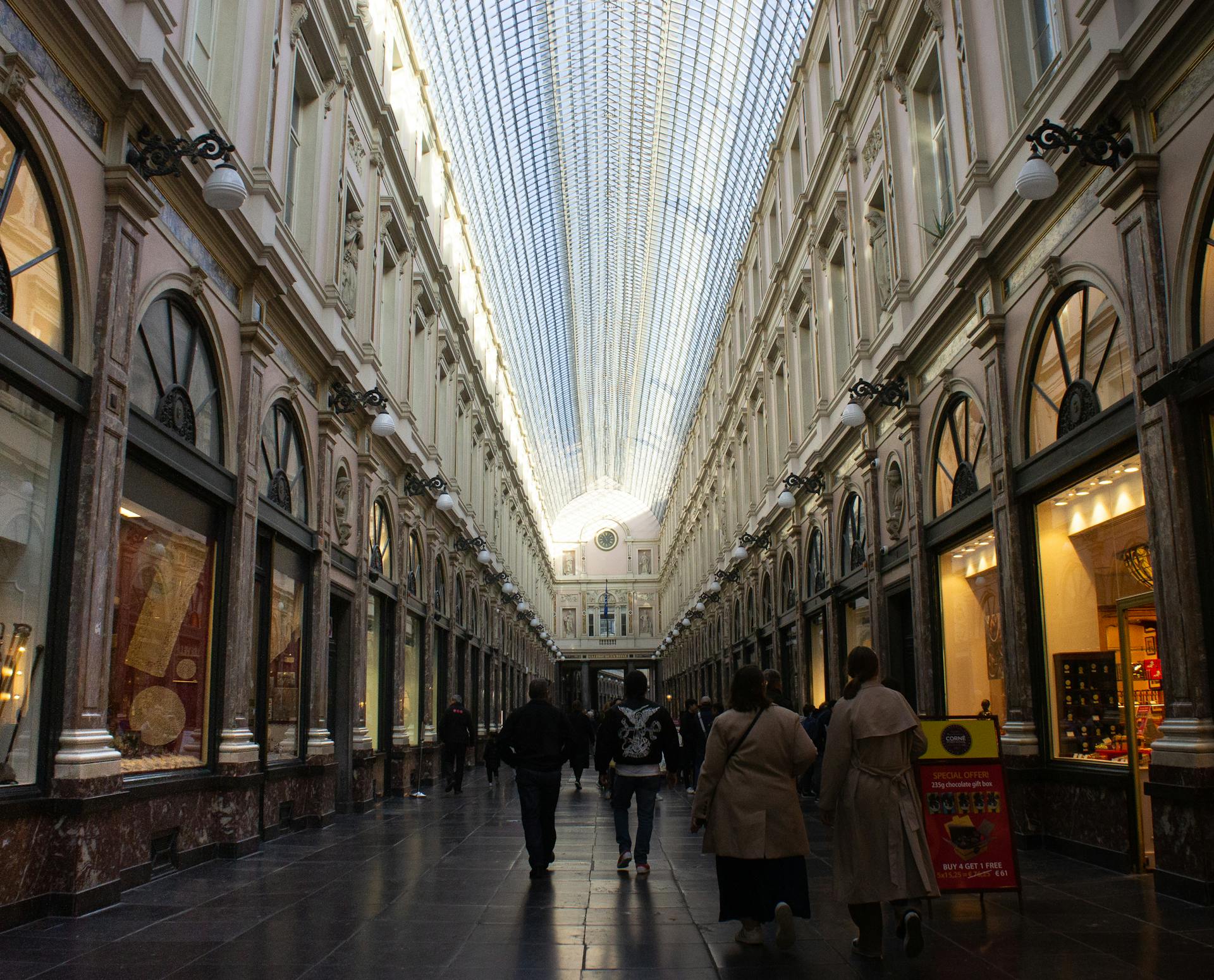 Corridor in Royal Gallery of Saint Hubert in Brussels