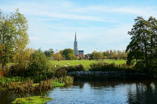 Cathedral in Salisbury Seen from Park