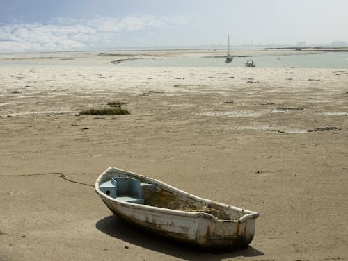 Foto profissional grátis de abandonado, areia, barcos