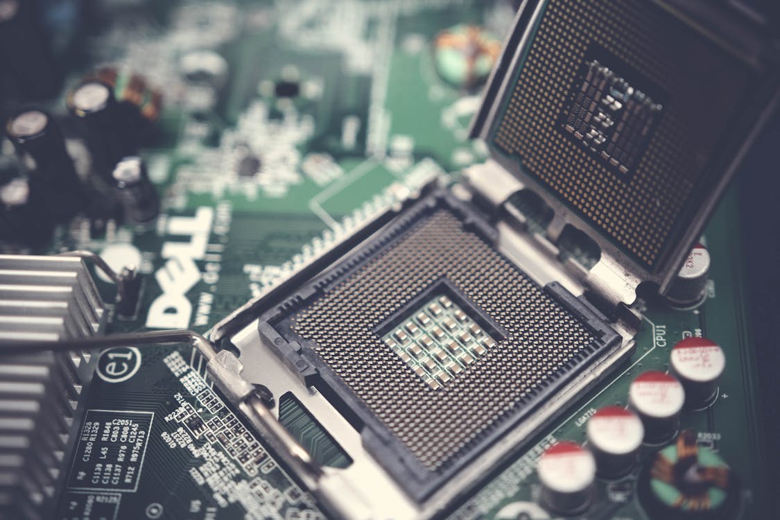 Free Dell Motherboard and Central Processing Unit Stock Photo