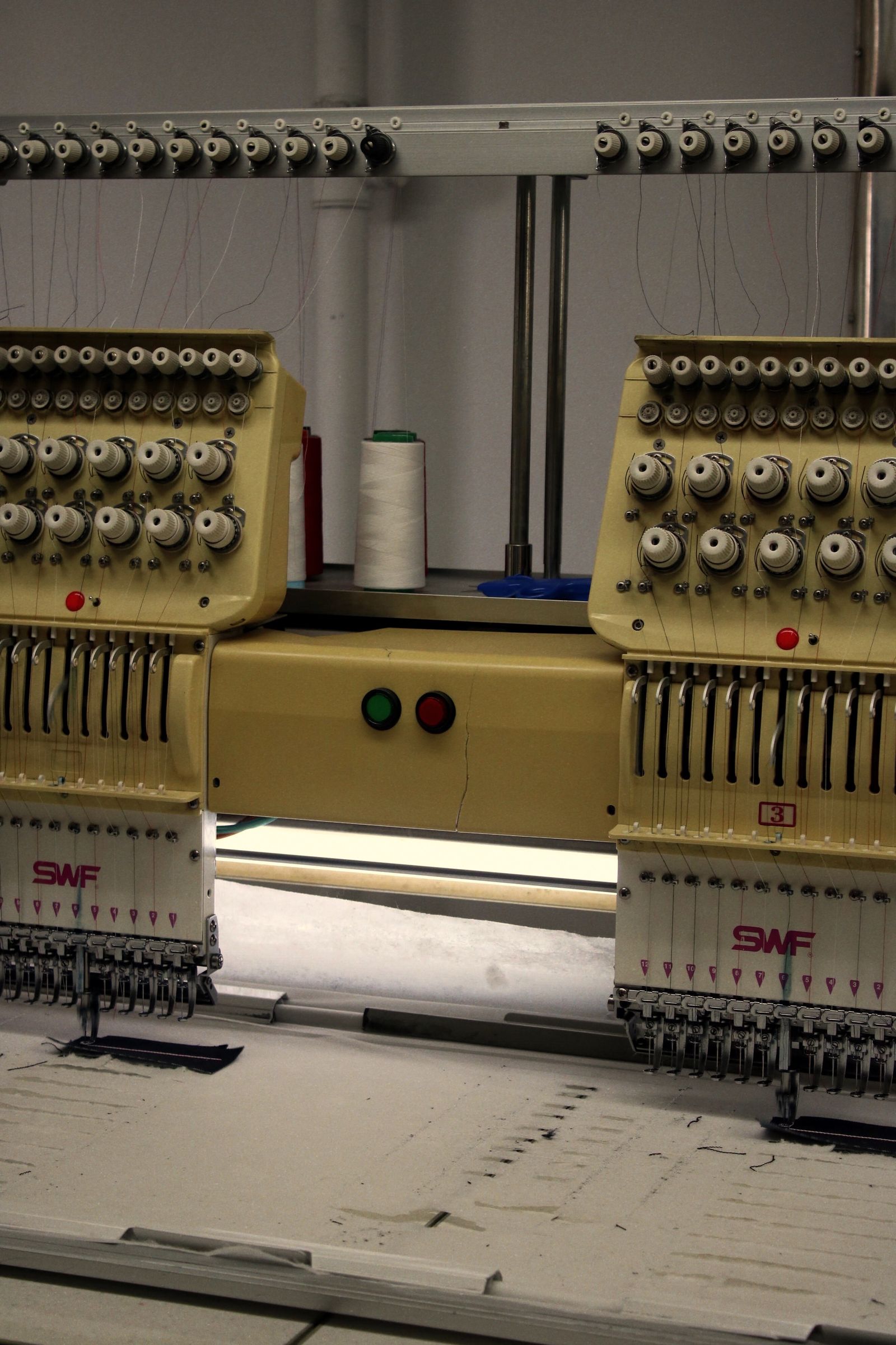 Computerised embroidery machine used for textile work