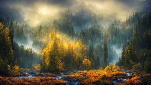 Fantasy Forest in Fog