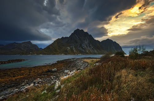 The Stornappstinden Mountain in Flakstad Island Lofoten