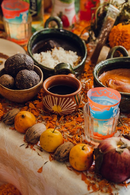 Autumn Decorated Table with Festive Dinner