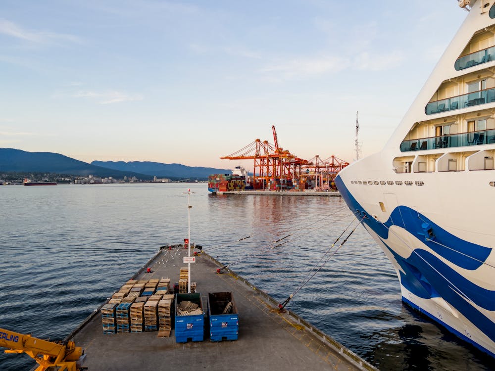 Ship and a Terminal in a Harbor 