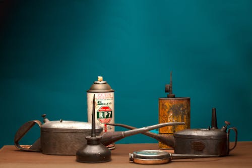 Studio Shot of Antique Oil Cans