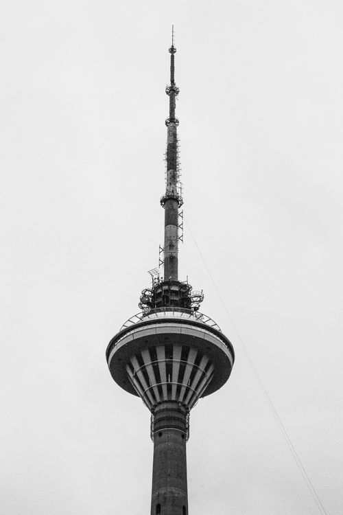 Free A captivating monochrome shot of the Tallinn TV Tower emphasizing its architectural design. Stock Photo