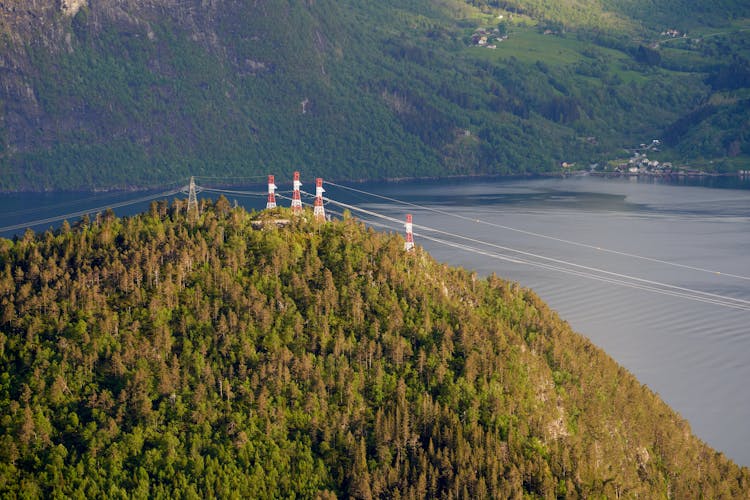 Transmission Towers On Hill