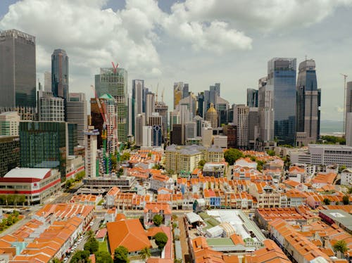 City Buildings against Blue Sky