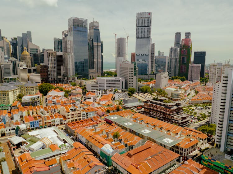 High And Small Buildings On Cityscape