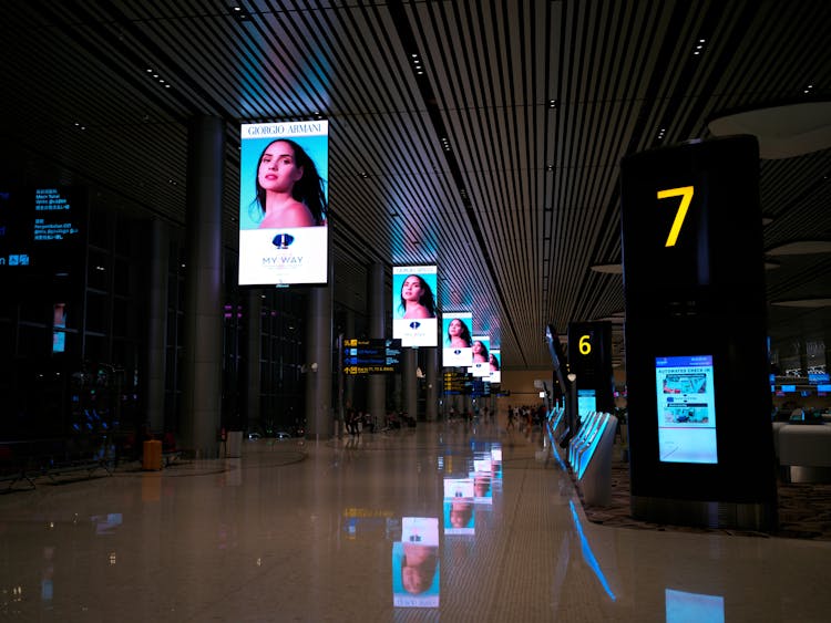 An Empty Hallway In The Airport