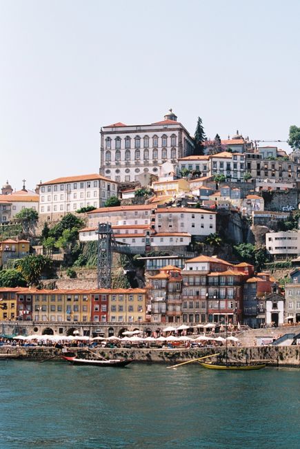 Explore the colorful historic architecture of Porto, Portugal, nestled on the hillside by the water.