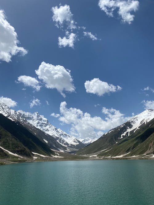 Blue Sky and White Clouds over a Lake