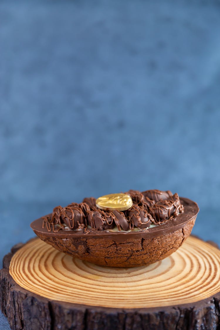 Chocolate Dessert On A Wooden Tray