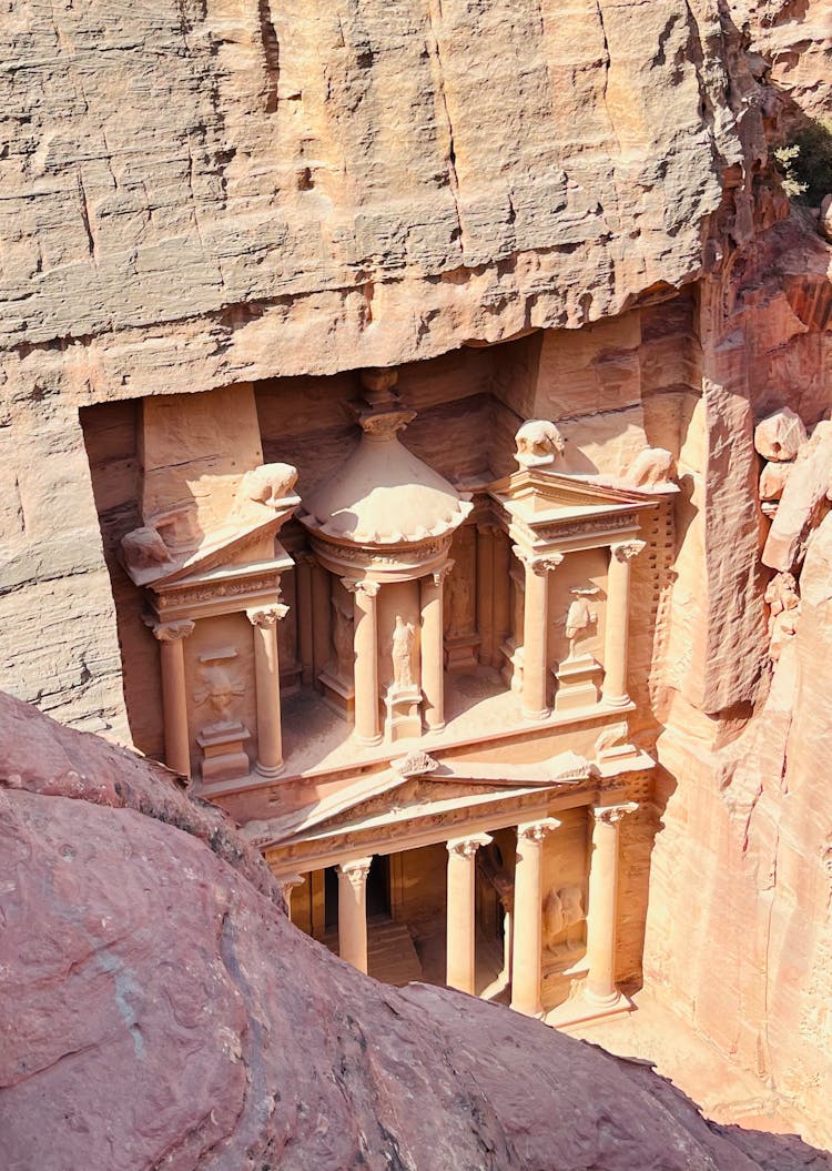 Entrance To A Temple Carved Into A Rock