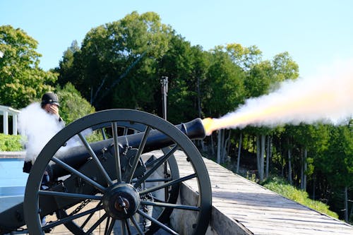 Free stock photo of cannon, fire, shot