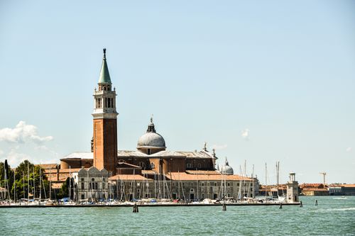 Free Captivating view of San Giorgio Maggiore Island with historic architecture and calm waters in Venice. Stock Photo