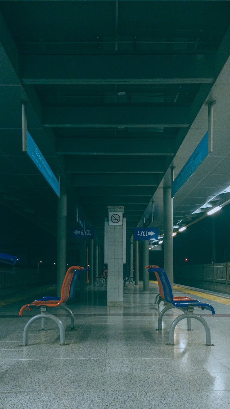 Empty Platform On A Subway Station 