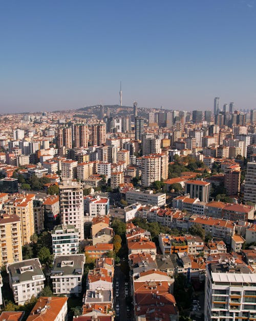 Aerial View of City Buildings under Blue Sky