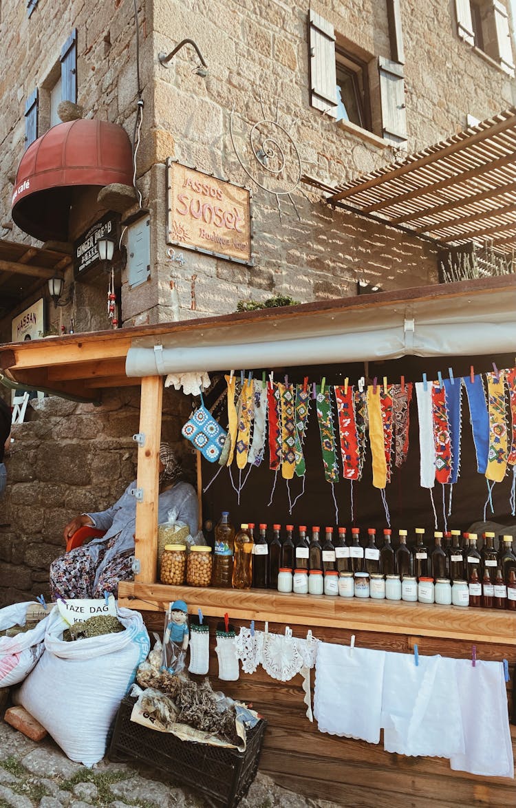 Handmade Local Merchandise On Market Stall