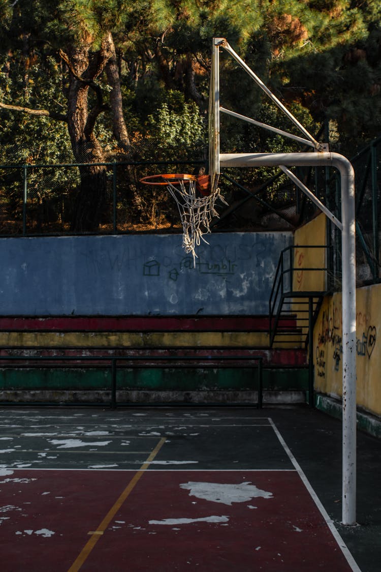 Basketball Hoop With Broken Net