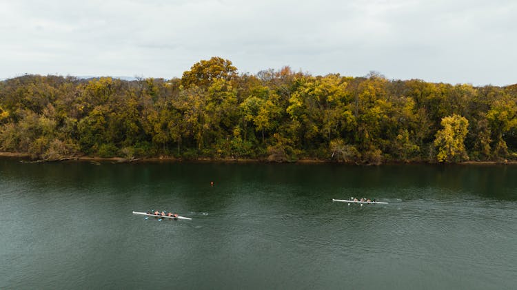 Aerial View Of Boats On The River