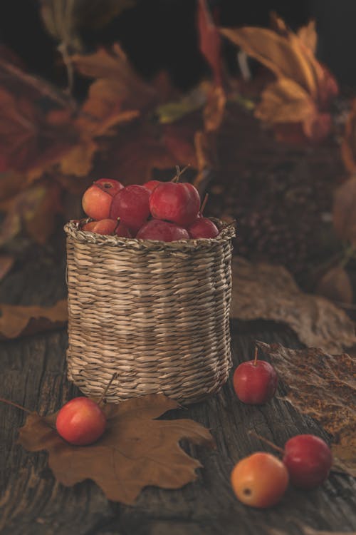 A Red Apples on a Woven Basket