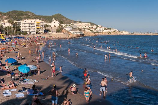 Benirrás beach sunset with drummers — Ibiza