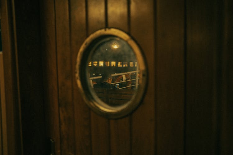 Circular Window In The Door On A Ship 